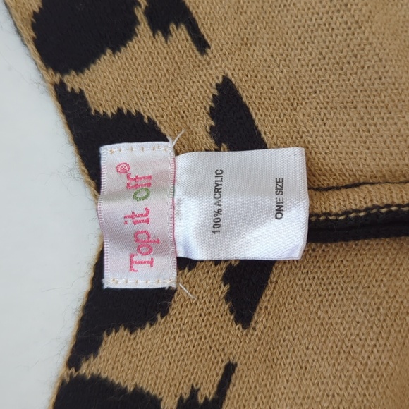 Top it Off Acrylic Shoulder Keyhole Shawl Wrap O/S Black Tan Brown - Picture 13 of 15